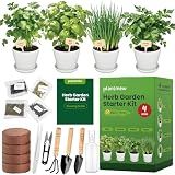 PLANTMEW Indoor Herb Garden Starter Kit - Mothers Day Gifts - 4 Non GMO, Heirloom Culinary Herb Seeds, Unique Gardening Gift for Women, Mom, Her, Birthday, Housewarming, Plant Lovers