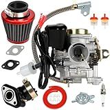 EOPOAYI GY6 50cc Carburetor PD18J Carb Kit Compatible with Tao tao 49cc 50 ATM50 Pony VIP Most Chinese Scooter Moped 139QMB 4-Stroke Engine Roketa Jonway Lance ATV Go Kart Parts with Fuel Line