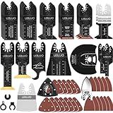 LEILUO 156 Pcs Multitool Blade Kits Oscillating Tool Cutting Sanding and Scraping Accessories with Storage Bag Oscillating Saw Blades Compatible with DeWalt Makita Dremel and More