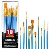 AROIC 10 Pcs Paint Brushes, Acrylic Oil Watercolor Painting Brush Set