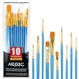 AROIC 10 Pcs Paint Brushes, Acrylic Oil Watercolor Painting Brush Set