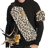 Bearded Dragon Leash and Harness Set, Beardie Carrier, Lizard Adjustable Harness with Leather Wings and Sling Bag, Reptile Small Pet Backpack Batwing Accessories (Leopard Pattern)