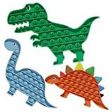 3 Pack Pop Fidget Toy Its with Alphabet, Sensory Fidget Poppers ABC Learning Toys for Kids， Silicone Dinosaur Pop Anxiety Stress Relief it Game for Classroom (Multiple Colors Dinosaur)
