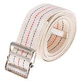 COW&COW Transfer and Gait Belt with Metal Buckle - Transfer Walking and Standing Assist Aid for Caregiver Nurse Therapist 2 inches (Beige with Stripes, 54")