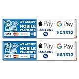Waterproof Payment Sign Stickers - Accept Credit Card, Mobile & Contactless Pay (Visa, MasterCard, Apple, Google, Samsung Pay)