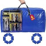 Moving Bags Heavy Duty,Extra Large Moving Bags for Travel/College Packing/Storage/Organization/Seasonal Clothes & Bedding Storage,Moving Supplies Bins,Compatible with Ikea Frakta Cart (Blue,6Pcs)
