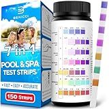 7-in-1 Accurate Pool Test Strips - 150 Hot Tub Spa Test Strips - Quick Pool Water Testing Kit - Bromine, pH, Hardness, Alkalinity, Chlorine & Cyanuric Acid - Perfect for Any Pools, Spa, Hot tubs