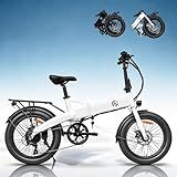 Folding Electric Bike for Adults, 1200W Peak Brushless Motor Foldable Electric Bicycle, 27MPH 20"x3.0" Fat tire Folding Mountain Ebike, 48V 12.8AH Removable Battery e bike Suitable for Commuting