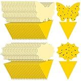 Landisun Fruit Fly Traps 48PCS Fungus Gnat-Traps for Indoor-Outdoor Yellow Fruit-Fly Sticky-Trap Plants Flying Bug Insects Traps