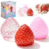 3Pcs Big Taba Squishies Strawberry, Cute Strawberry Squeeze Toys, Upgrade Fruit Squishies, Kawaii Sticky Stress Toy, Clear Fidget Toys, Valentines Gift for Kids, Teen Boys Girls Birthday Gift Ideas