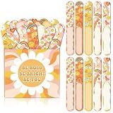 Eartim Boho Groovy Flip Name Sticks - 101Pcs Hippie Retro Daisy Smile Face Tally Sticks Name Tags with Storage Box Teacher Student Grouping Tally Educational Learning Classroom Back to School Supplies