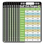10 Pcs Golf Club Range Chart Card 2 x 3.5 inch Golfers Quick Reference Distance Card Golf Club Range Estimation Cheat Sheet Golfing Guide Cards for Golf Yardage Book Golf Club Game Scorecard
