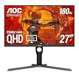 AOC Q27G3XMN 27" 2K QHD Gaming Monitor, 2560x1440, Mini LED, 180Hz, HDMI 2.0 x 1, DisplayPort 1.4 x1, Adaptive Sync, Xbox/PS5/Switch Ready, 3-Year Zero-Bright-dot