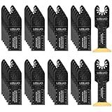 LEILUO 50 Pcs Oscillating Tool Blades Set Extra Long Titanium Multitool Saw Blades with Storage Bag Universal Fit Cutting Accessories for Wood Nails Drywall PVC Trim Home Renovation
