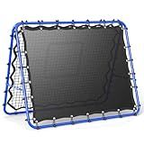 JIRTEMOT Soccer Rebounder Net, 2-Sided Football Trainer with Fast/Slow Rebound for Ball Control, Passing, Shooting, Portable Volleyball Practice Equipment for Youth & Adults, Easy Setup, 5FTx4FT