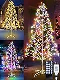 7.5ft Height Decorated Christmas Tree with Lights - 336 LED 2 in 1 Artificial Christmas Tree Lighted Outdoor Display with Remote Control+ Multi Mode+Memory+Timer Function (Warm White+Mulitecolor)