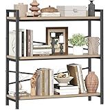Book Shelf, 3 Tier Bookshelf 31.49" Width, Book Shelf Storage and Organization, Wooden and Metal Industrial Bookcase, Large Book Shelves for Home Living Room Bedroom Office Storage(Light Coffee)