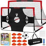 Soccer Goals for Backyard Set of 2, 6x4 ft Portable Soccer Goal Training Equipment with Soccer Target, Ball, Cones, Soccer Net for Age 3-5 6-8 8-12 10-12-14 Outdoor Sports Games Gift