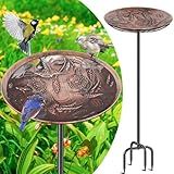Metal Bird Bath for Outside, Vintage Freestanding Birdbaths & Birdfeeder, Bird Baths Feeder Bowl for Outdoors Garden Patio Yard Lawn Decor (Retro Copper)