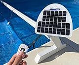 Solar Battery Charged, Motorized Solar Blanket Reel Roller (White) - Click-of-Button Simple Operation - Suitable for Rectangular Swimming Pools up to 20x40'