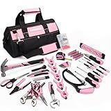 GOTOOLZ 269-Piece Home Tool Set, General Household Repairing Tool Kit with Storage Bag, Basic Hand Tool Kit Set for Home Maintenance, DIY and Crafts(Pink)