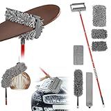 Ceiling Fan Cleaner Duster , 75‘’ Extendable Long Handle Ceiling Fan Blade Cleaning Tool, Reusable Chenille & Microfiber Mop Head for Dusting Ceiling Fan Baseboard Wall Floor,car wash mop