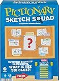 Mattel Games Pictionary Sketch Squad Cooperative Party Game with Clues Case, 2- to 6-Player Drawing Game