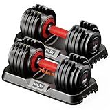 Fit Sir Adjustable Dumbbell Set, 10-in-1 25LB Ajustable Dumbbells with Safe Locking System, Enclosed Storage Tray, 1 Sec Fast Adjustment, Comfortable Non-Slip Textured Grip, Suitable for Home Gym Workouts Men and Women