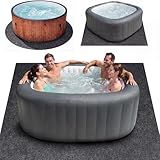 Upgraded 80 * 80inch Square Hot Tub Mat, Extra Large Inflatable Hot Tub Pad Outdoor Indoor, Waterproof Slip-Proof Backing, Absorbent Spa Pool Ground Base Flooring Protector Mat