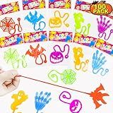 100 PCS Halloween Handouts Giveaways for Kids Bulk, Sticky Hands Party Favors Goodie Bag Stuffers for Toddlers,Boo Basket Bucket Pinata Fillers,School Classroom Prizes Toys Trinkets Stuff for Boy Girl