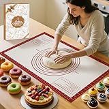Silicone Baking Mat, Non Stick Pastry Mat Sheet for Dough Rolling, Nonslip Fondant/Pie Crust Mat, Counter Mat Oven Liner Mat for Making Cookies Macarons Bread Baking Supplies Extra Large 26 x 16 Inch