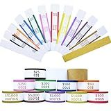 Homrelaxy 600pcs Money Bands for Cash - Self-Adhesive Money Wrappers for Bills, Currency Straps in 12 ABA Standard Colors, Ideal for Banks, Restaurants and Businesses (50 per Band)