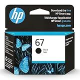 HP 67 Black Ink Cartridge for HP Printers, Works with DeskJet 1255, 2700, 4100 and ENVY 6000, 6400 Series, Eligible for Instant Ink, 3YM56AN
