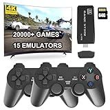 Wireless Retro Game Console Stick,4K HDMI Output & Dual 2.4G Wireless Controllers with 20000+ Games,Plug & Play Video Game Console,Ideal Gift for Gamers of All Age(64GB)(Black)