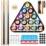 Outus 71pcs Pools Table Accessories Billiards Balls with Triangle Stand Pool Cue Chalks Cue Spot Sticker Brush(Dark Marble Style Balls)