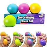 Eutreec Stress Ball Toys Color Changing - Sensory Squeeze Toys Squishy Balls for Teens Kids and Adults Stress Relief Balls for Easter Stocking Party Bundle - 4 Pack(Green/Yellow/Blue/Pink)