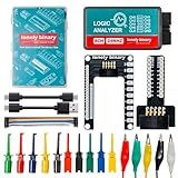 Lonely Binary Logic Analyzer 8 Channels 24MHz USB Kit with Base Module, Breadboard Breakout Board, USB-A & Type-C Cables, Test Clips, Alligator Clips Compatible with Arduino ESP32 STEM DIY Projects