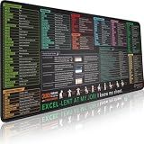 Pixiecube Excel Cheat Sheet Desk Pad | Excel Shortcut Keys Mouse Pad | Extended Large XL Gaming Mousepad | PC Office Spreadsheet Keyboard Mat | Non-Slip Stitched Edge