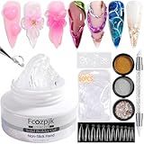 Fcozpjk Solid Builder Gel - 60g Non-Sticky Hand Hard Gel for Nails With Dual Forms, 3D Sculpture Carving Modeling Design Extension Kit, Clear Salon Supplies