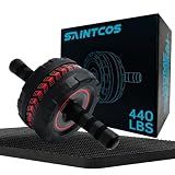 SaintCos Ab Roller Wheel for Abs Workout - Core Strength Training Equipment for Home Gym with Knee Pad, Abdominal Exercise Wheel for Men and Women (Red)