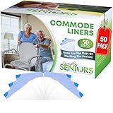 Commode Liners - 50 Strong Portable Toilet Bags - Easy to Use Bedside Commode Liners Disposable - Toilet Liners That Support Dignity of Seniors & Disabled - No More Buckets to Wash - NO Absorbent Pad