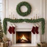 2 Pack 6FT Christmas Garlands, Real Touch Norfolk Pine Artificial Evergreen Greenery, 2026 Christmas Decorations for Home Indoor Outdoor Mantel Fireplace Table Stair Wall Christmas Tree Decor