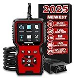 Zecirl V519 OBD2 Diagnostic Scanner Tool - Vechicle Check Engine Light Code Reader with Battery Voltage Tester, I/M Readiness, Reset, and Code Eraser for All OBDII Car Since 1996 Red