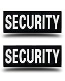 2 Pcs Large 10.8X4 inch Reflective Black Security Patch Tactical Hook and Loop Embroidered Fastener Security Guard Badge for Cosplay Backpacks Uniform Clothes Vest Jacket Dog Harness