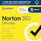 Norton 360 Deluxe 2026 Ready, Antivirus software for 5 Devices with Auto-Renewal – Includes Advanced AI Scam Protection, VPN, Dark Web Monitoring & PC Cloud Backup [Download]