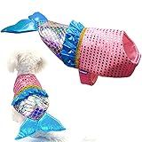 cyeollo Dog Costume Mermaid Costumes for Small Dogs Halloween Outfit Holiday Birthday Party Dog Clothes Outfits Sparkly Pet Costumes Size M