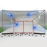 SmartBackstop for Hockey, Practice Smart®. Attaches Directly to Goal & Folds Away When not in use, 3 ft of Durable net Coverage on All Sides, fits All Regulation Hockey Goals