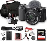 Sony ZV-E10 Mirrorless Camera Kit with 16-50mm II Power Zoom Lens (Black) | APS-C Sensor | Compact Creator Tool + 64GB Card + Bag + Card Reader + HDMI Cable + Flex Tripod + Hand Strap + More