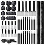 AOOTOOSPORT 137PCS Cable Management Kit 4 Cable Sleeve Split 100 Cable Zip Ties 10 Cable Clips 15 Adhesive Wall Cable Tie 10 Cable Zip Tie for TV Computer Office Home Under Desk
