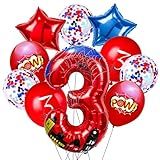 FJZEPIN Cartoon Hero 40 Inch Red and Blue Spider Theme Number Foil Birthday Decoration Balloons, Cartoon Party Birthday Supplies, Number large Balloons for Spider Theme Party (3)